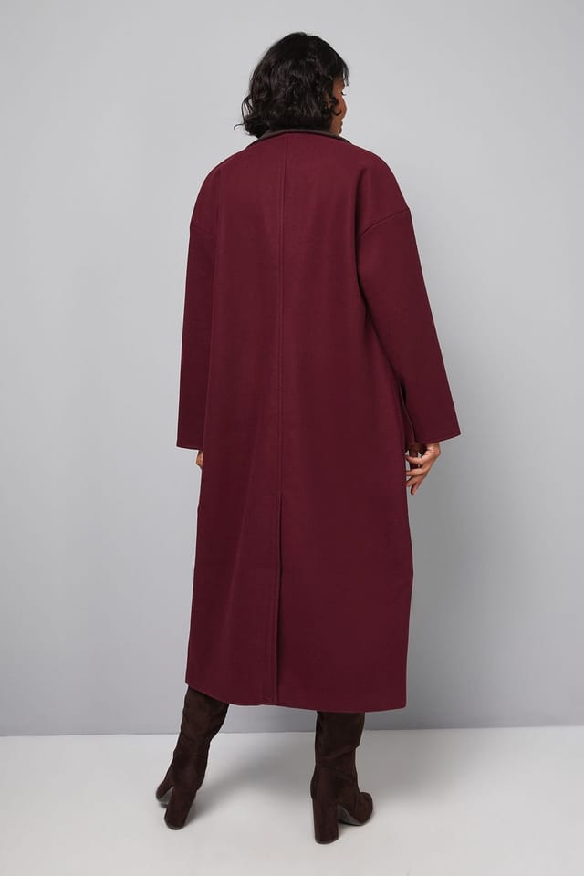 Wallis Wallis Women's Double Faced Scarf Detail Coat in Berry - 3