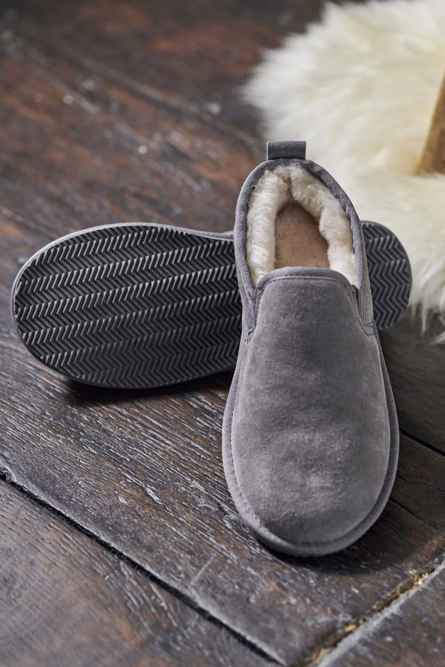 WoolOvers WoolOvers Men's Sheepskin Full Slipper in Grey - 2
