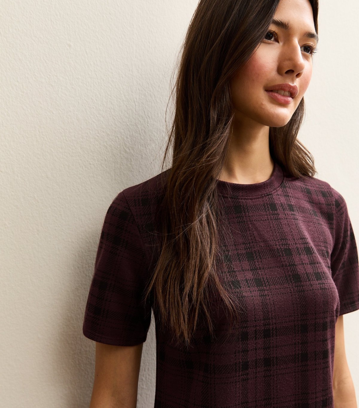 New Look Women's Red Large Check T Shirt Mini New Look - 2