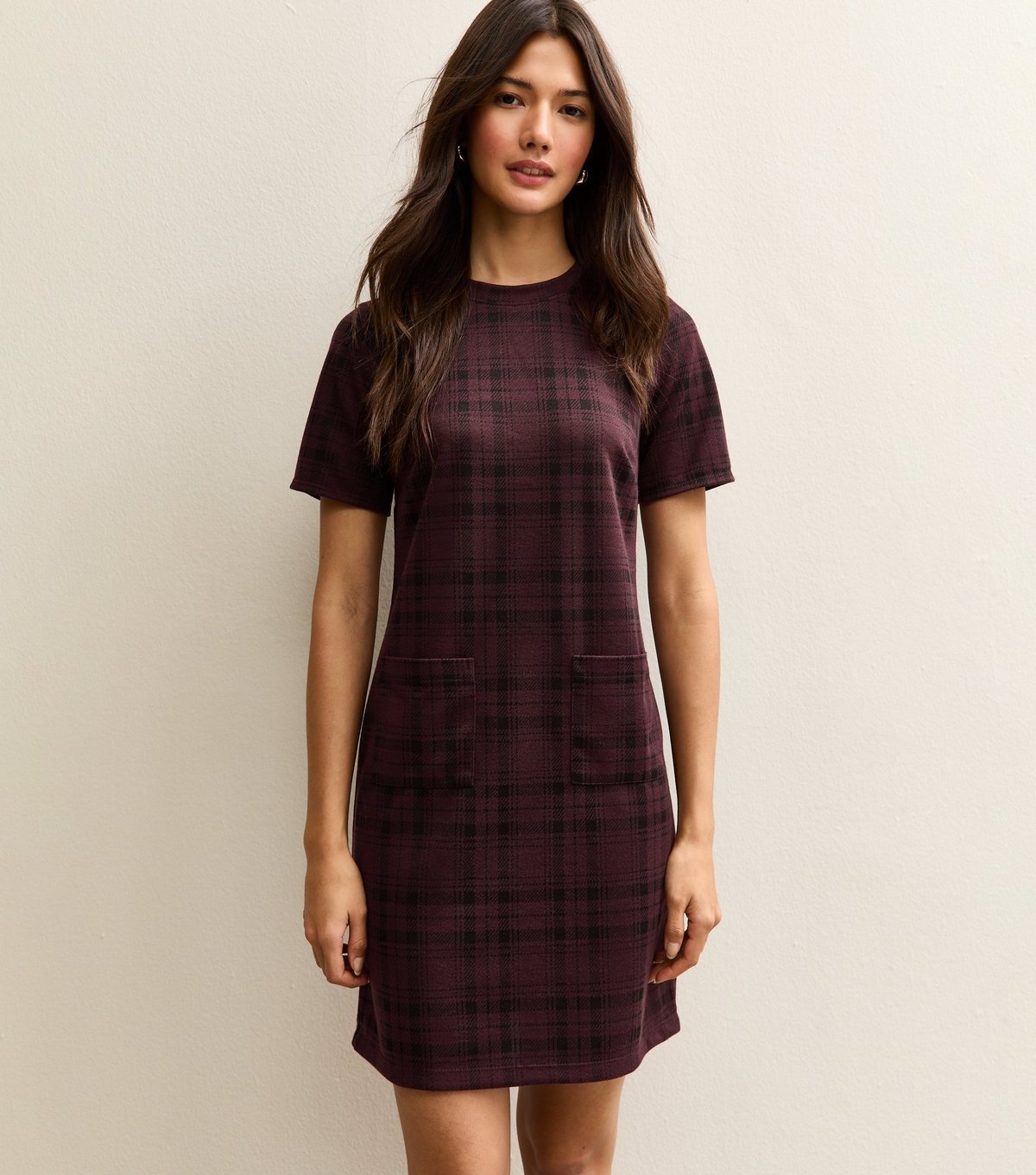 New Look Women's Red Large Check T Shirt Mini New Look - 3