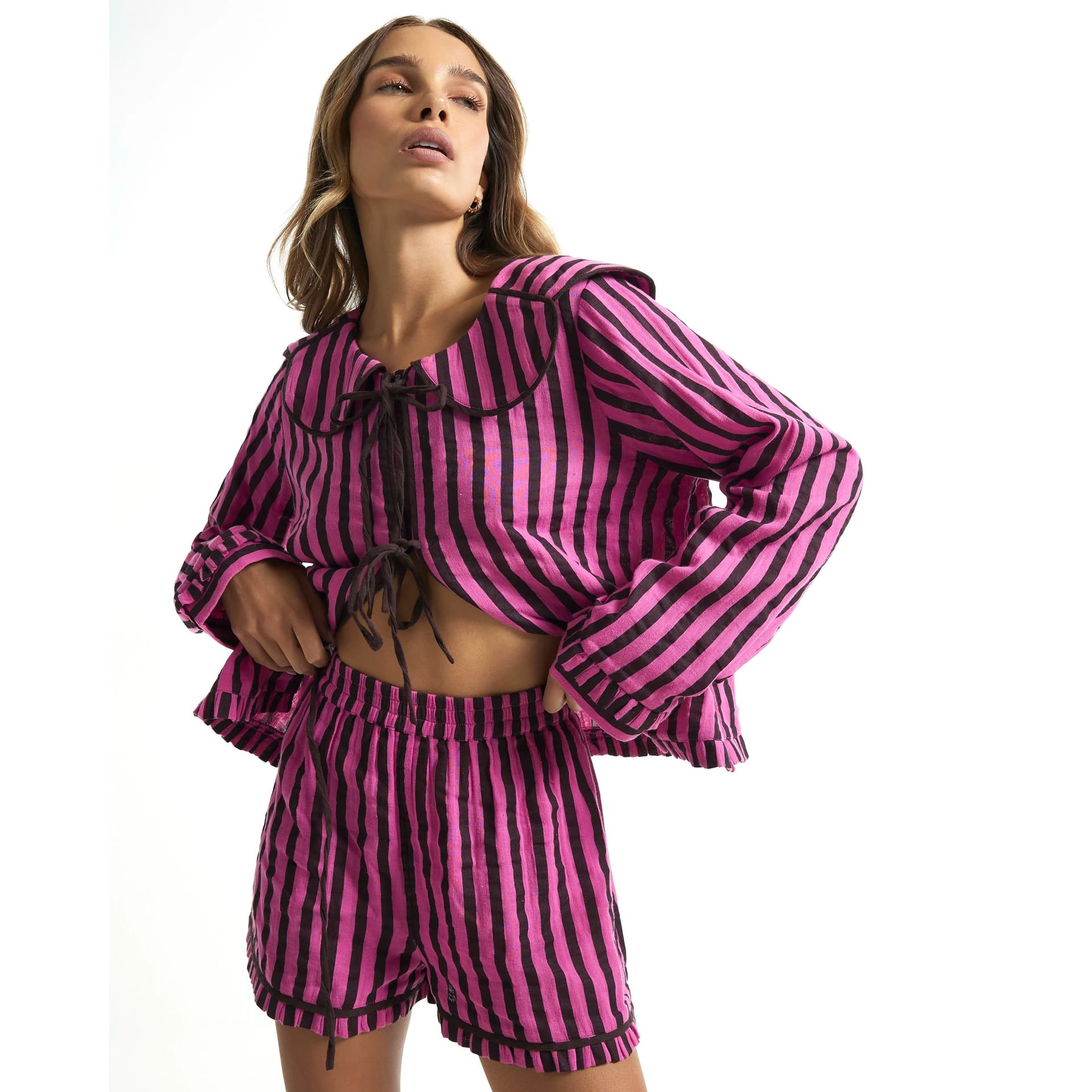 River Island River Island Womens Pink Long Sleeve Oversized Collar Pyjama Set