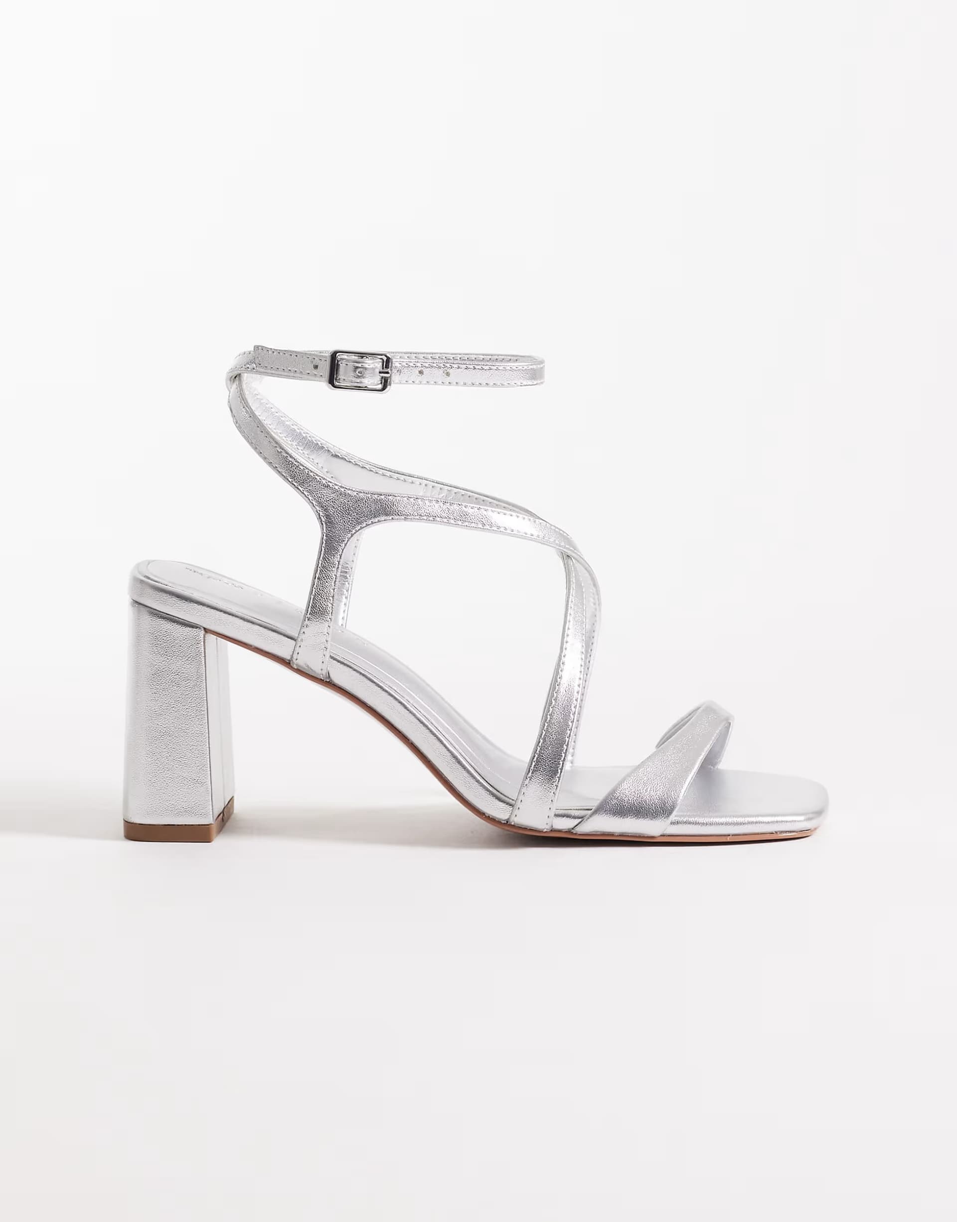 ASOS ASOS Silver Metallic Mid Block Heel Sandals