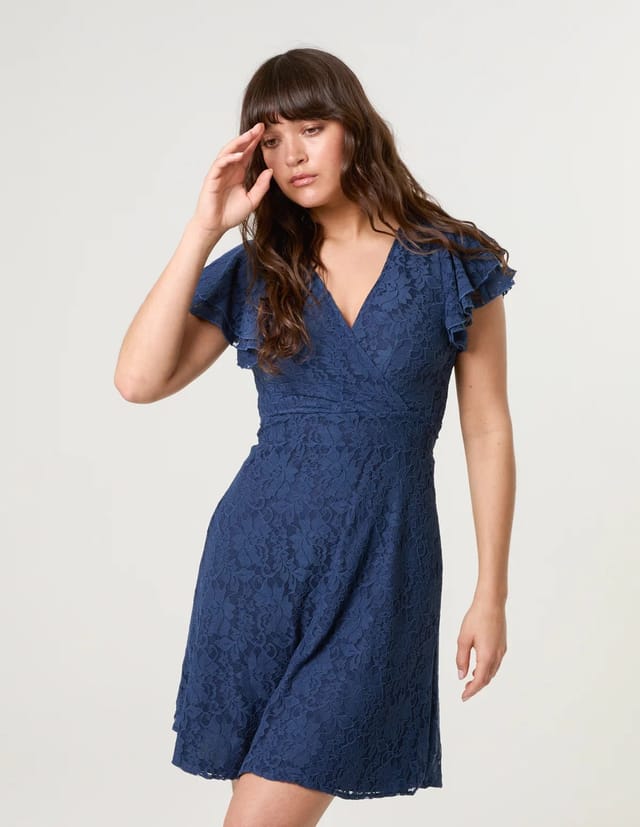 Blue Vanilla Lace Angel Sleeve Dress - 2