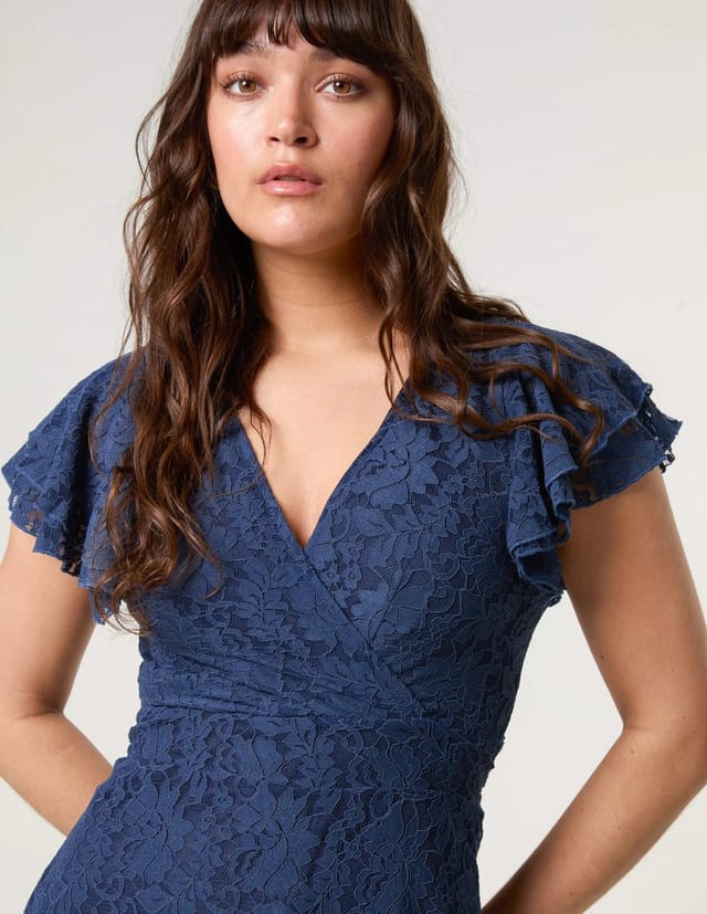 Blue Vanilla Lace Angel Sleeve Dress - 3