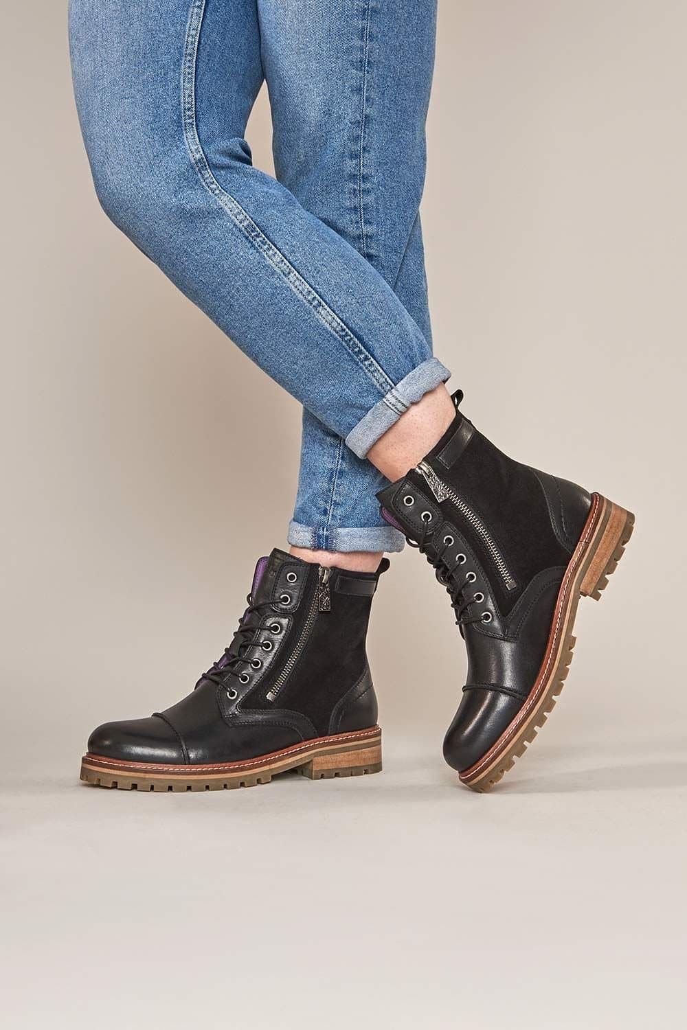 Moshulu Moshulu Women's 'Bardsey 2' Leather Biker Boots in Black