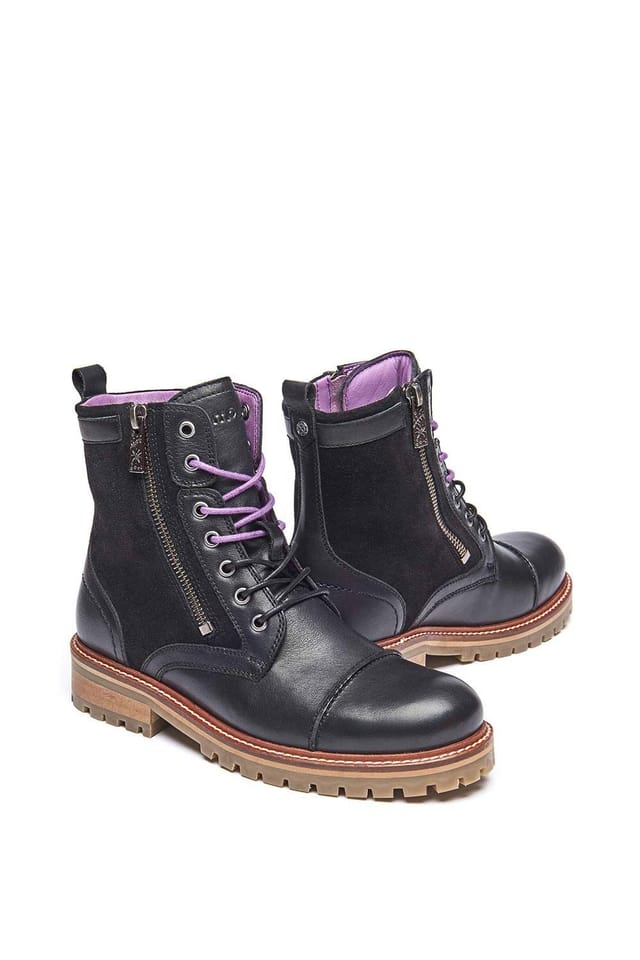 Moshulu Moshulu Women's 'Bardsey 2' Leather Biker Boots in Black - 2