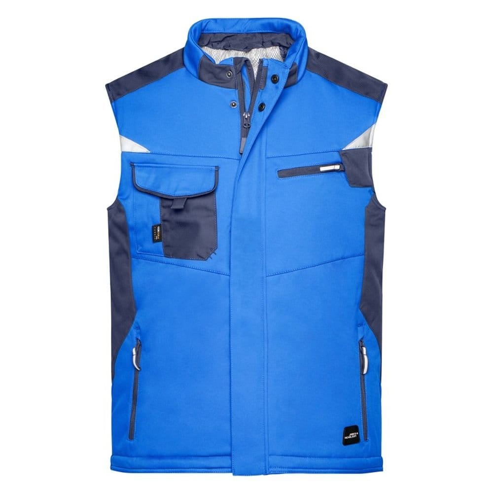 James and Nicholson Men's Softshell Durable Gilet in Mid Blue