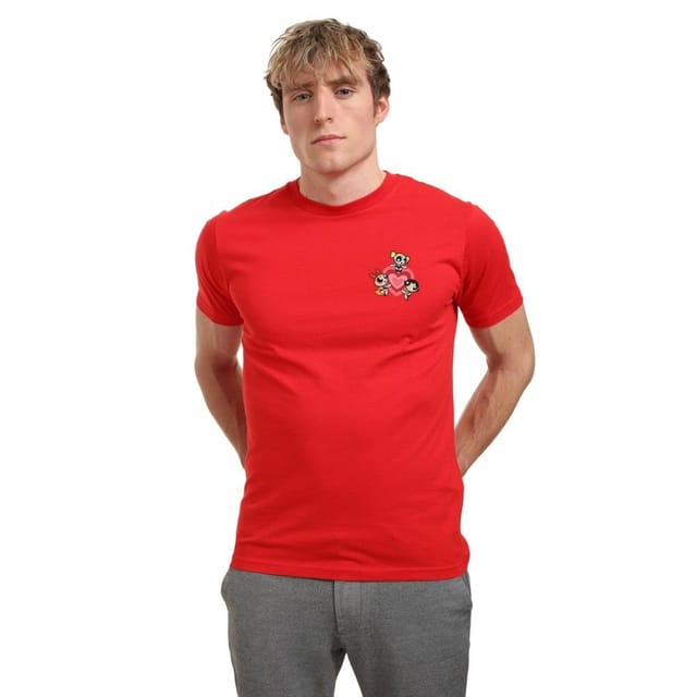Powerpuff Girls Powerpuff Girls Men's Chest T-Shirt in Red - 3