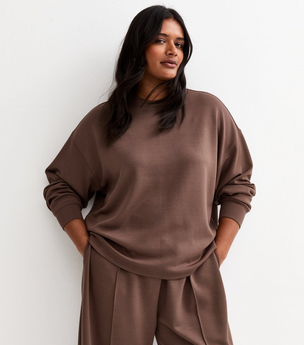 New Look Dark Brown Plus Size Sweatshirt