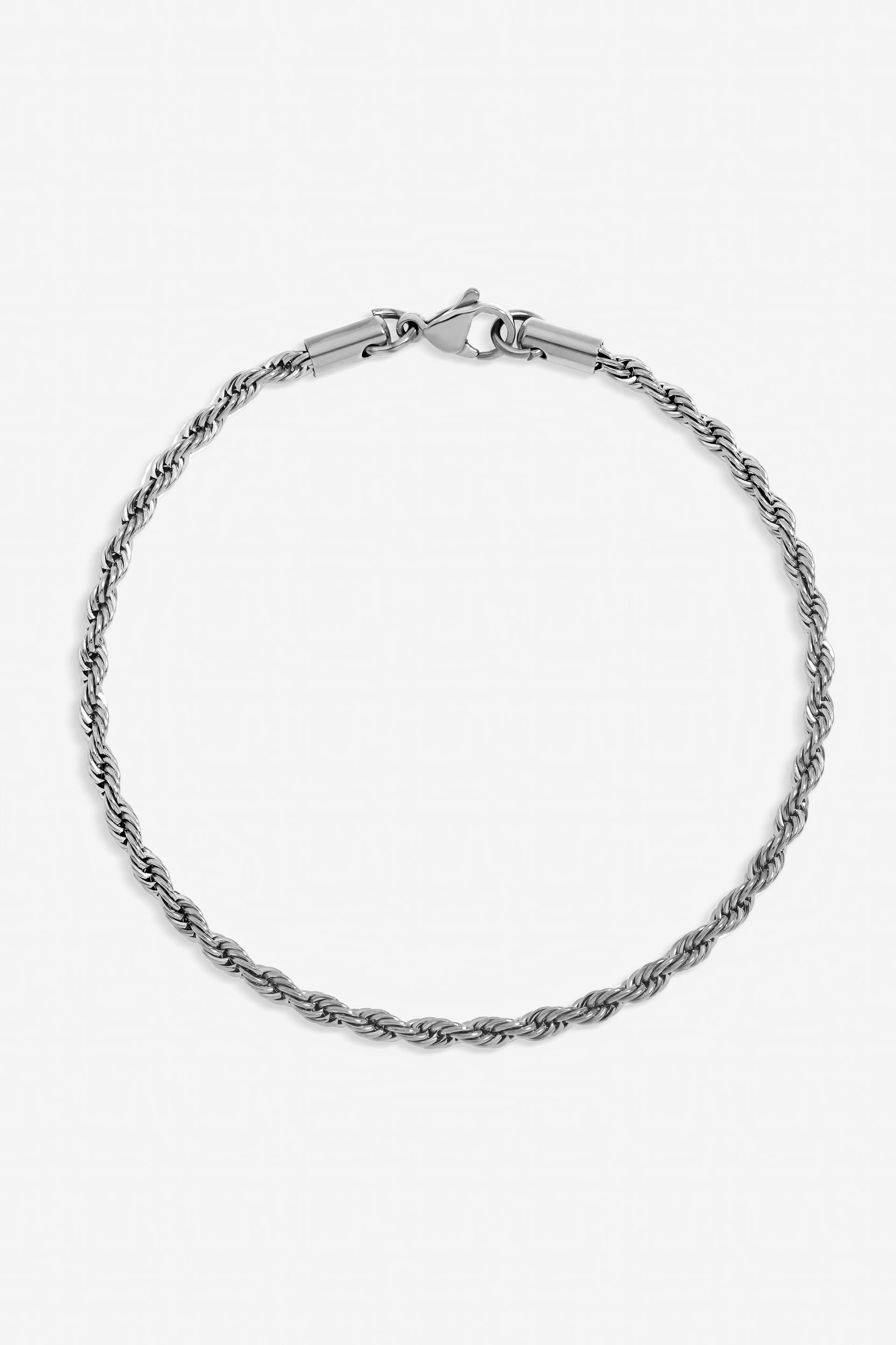 Inicio Inicio Men's Steel Waterproof Twist Rope Bracelet - Gift Pouch in Silver