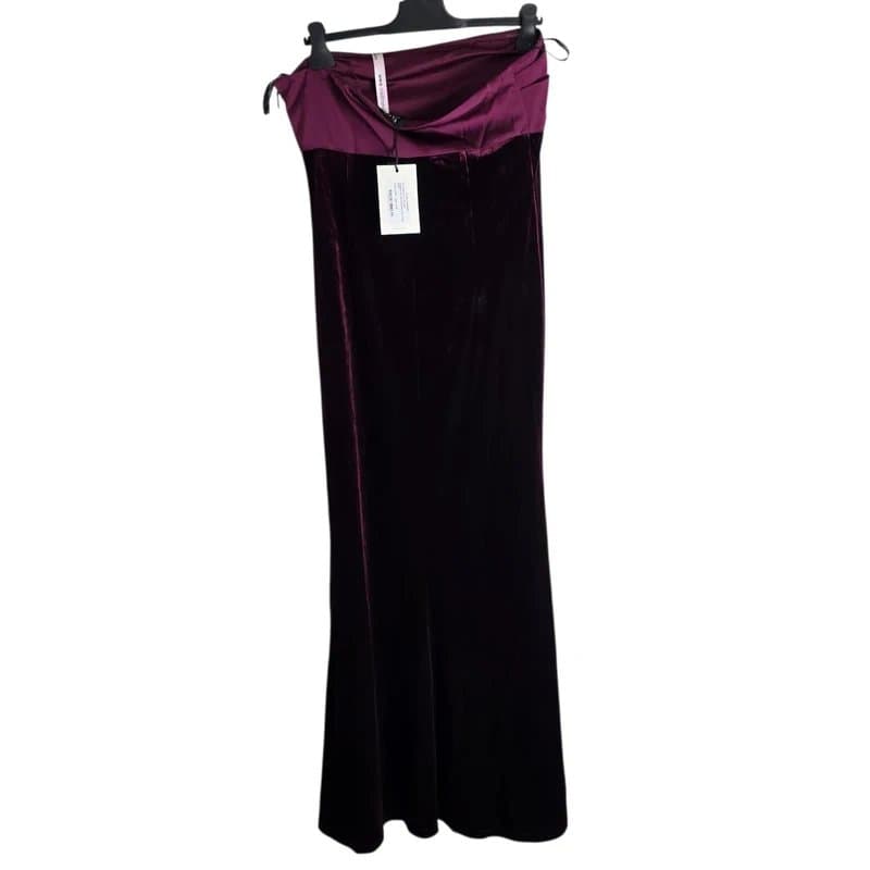 Club L London Club L London Ambrosi Port Velvet Purple Bandeau Maxi Dress Size 12
