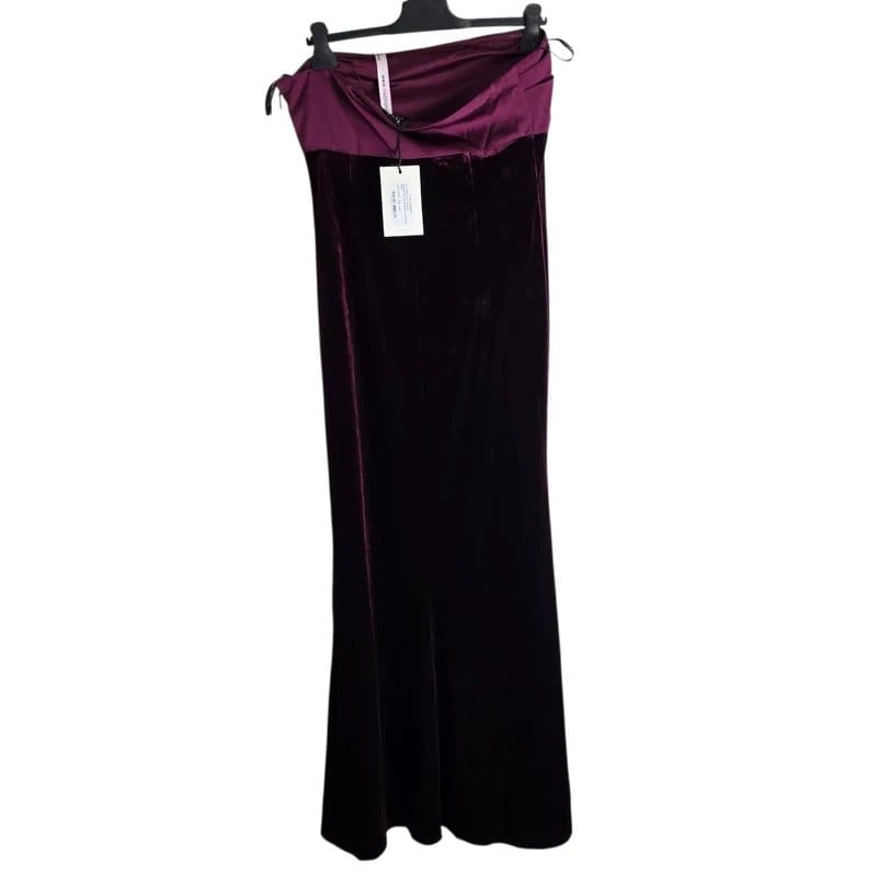 Club L London Club L London Ambrosi Port Velvet Purple Bandeau Maxi Dress Size 12 - 1