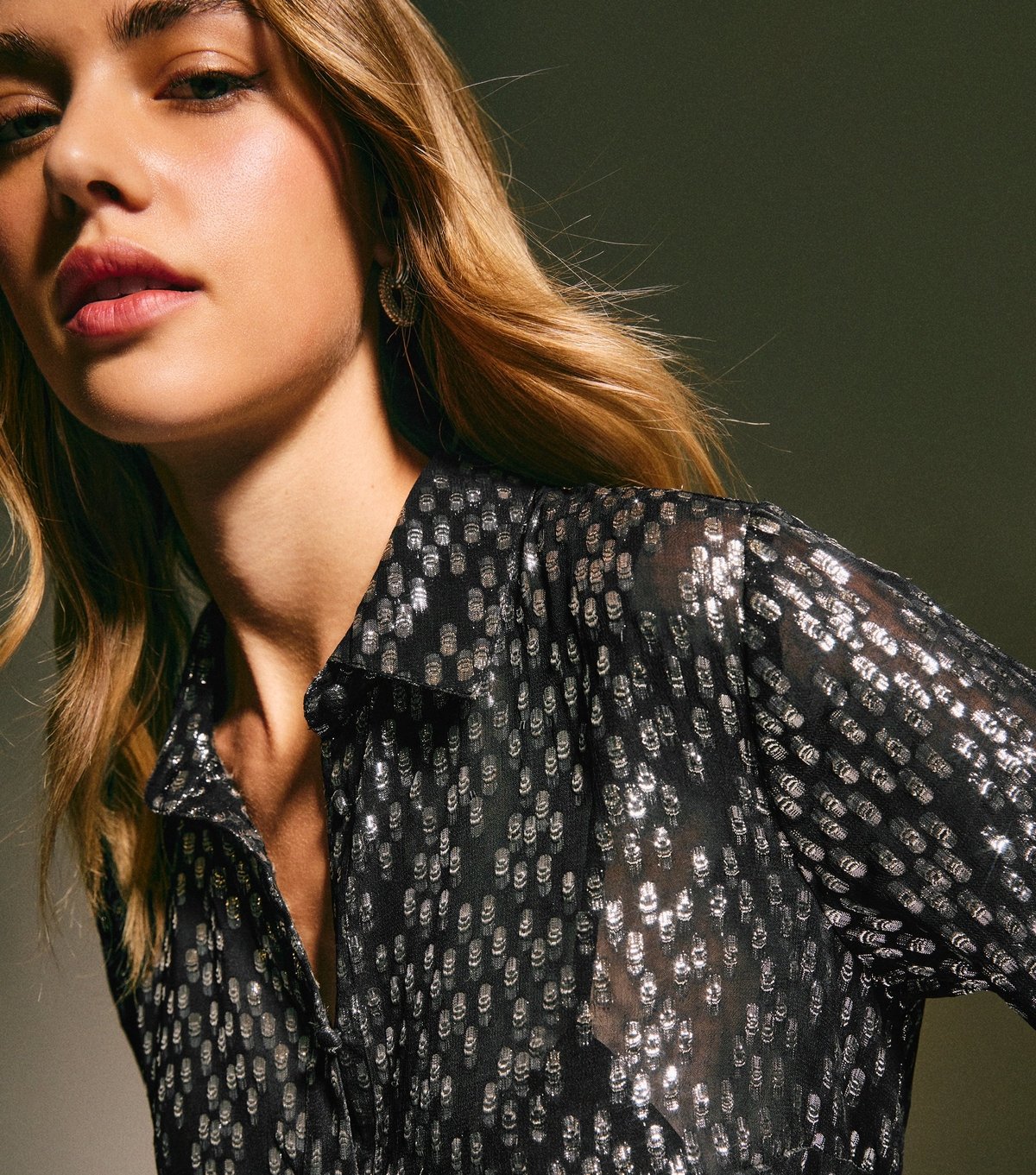 New Look Women's Black Abstract Metallic Pattern Midi Shirt Dress New Look - 2