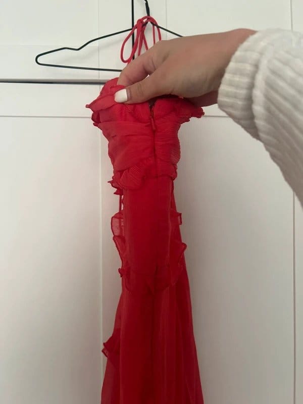 ASOS Red Chiffon Long Dress Size 8