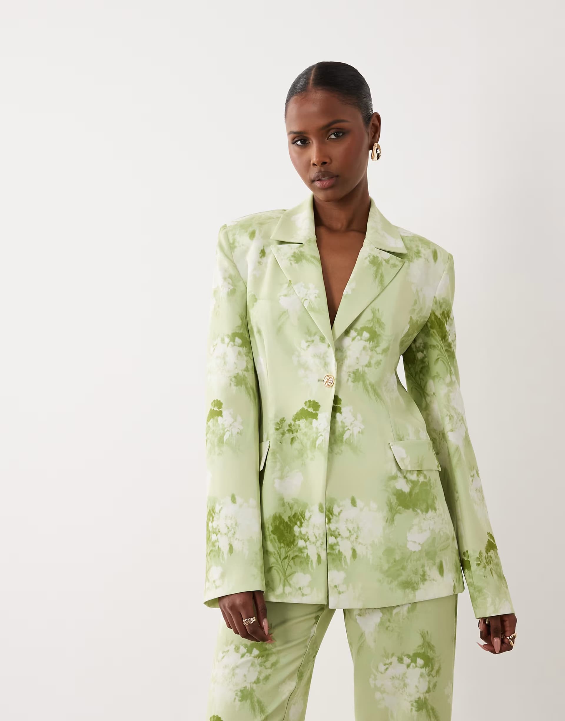 ASOS ASOS LUXE co-ord tailored blazer in light green blurred floral