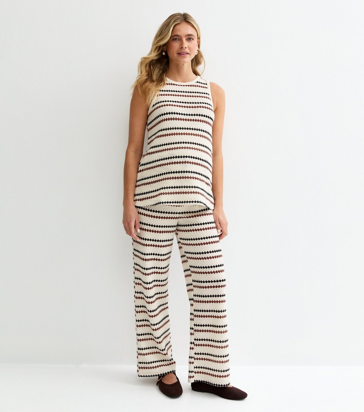 New Look Women's Maternity Cream Textured Multi Stripe Vest Top New Look - 3