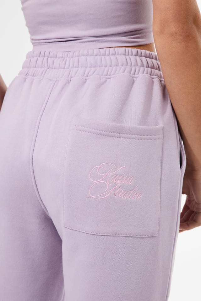 Kaiia Kaiia Studio Script Logo Wide Leg Jogger Lilac - 2