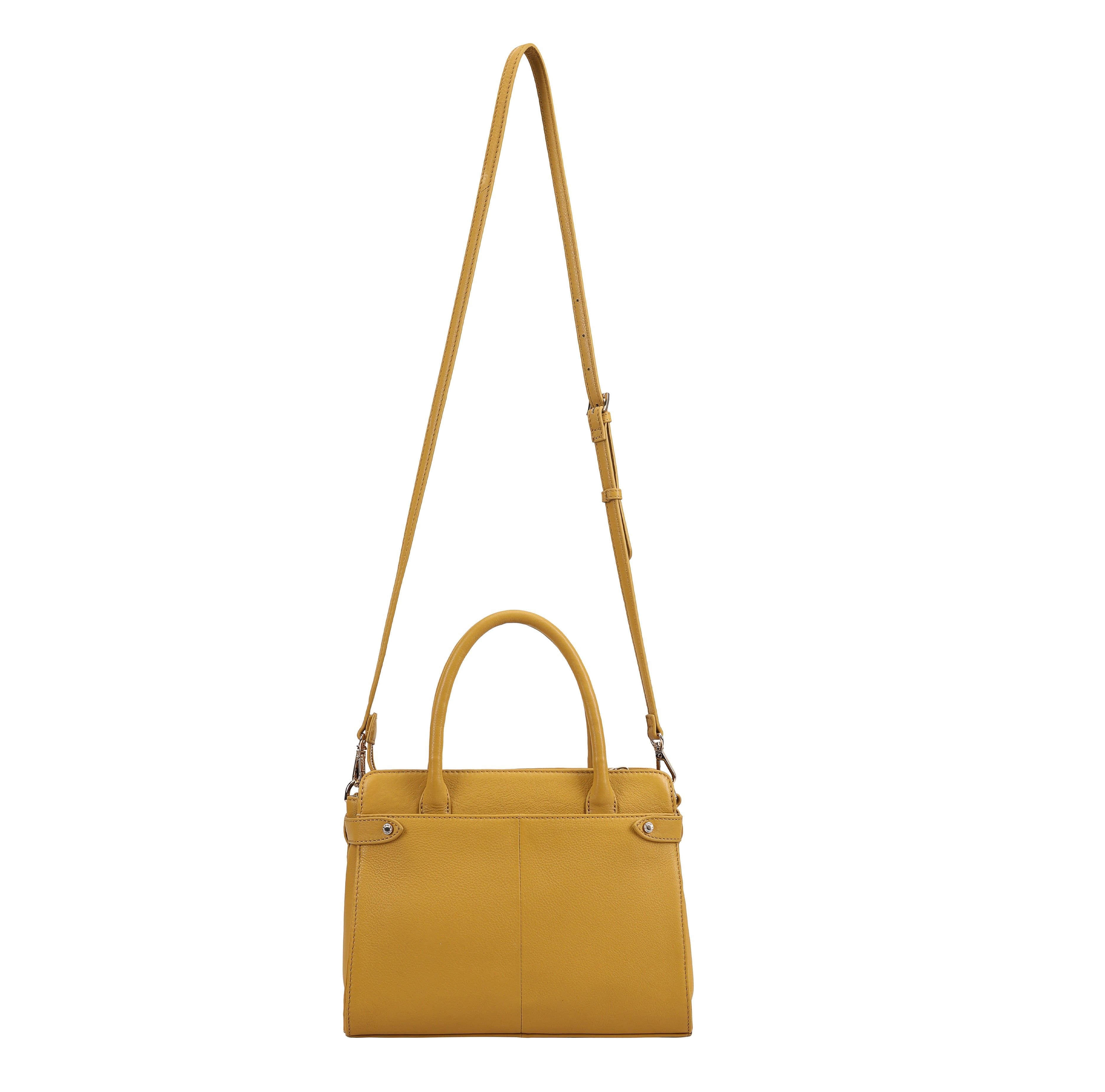 Paul Costelloe Paul Costelloe Women's Trishuli Leather Grab Bag in Mustard - 2