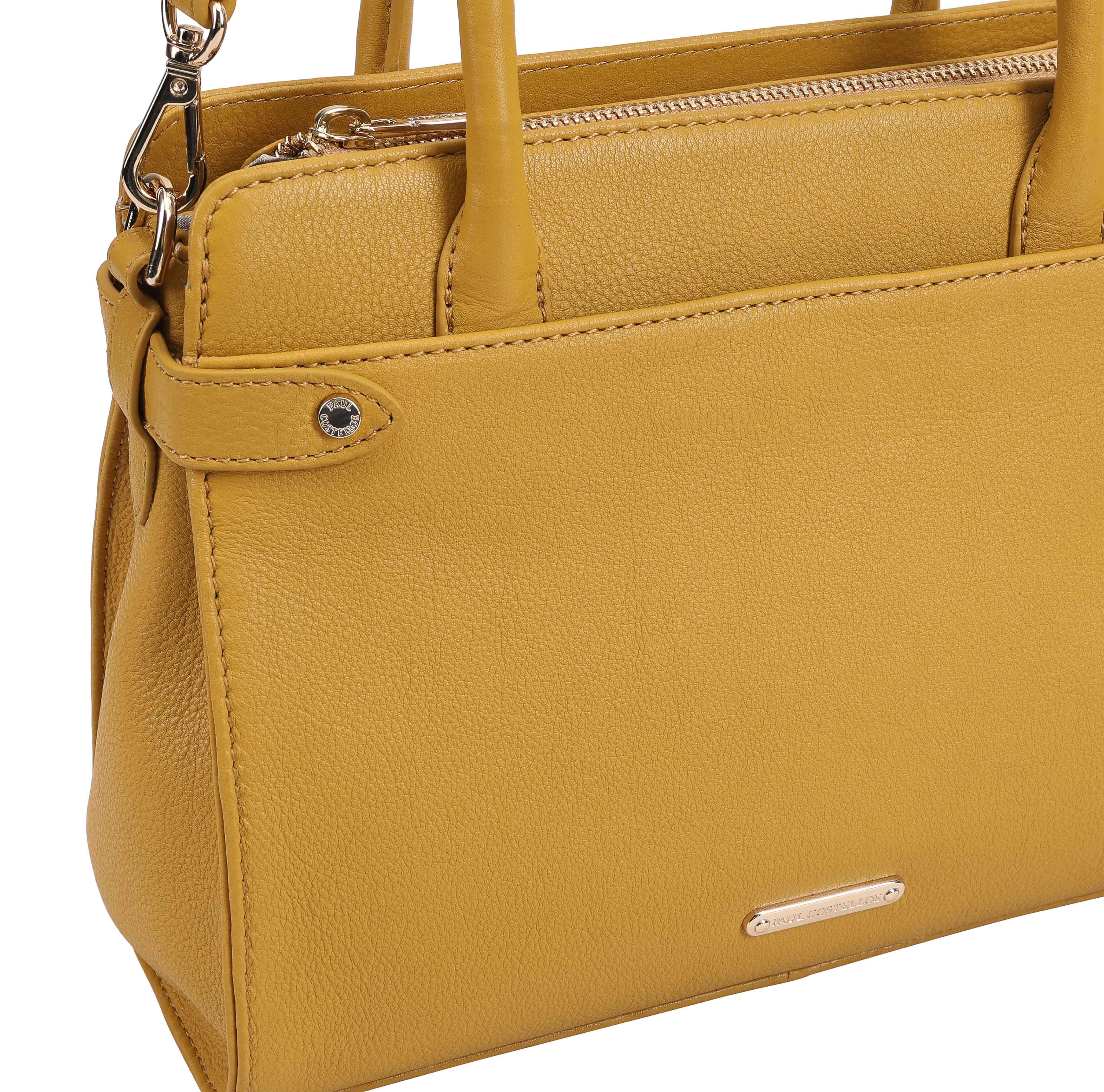 Paul Costelloe Paul Costelloe Women's Trishuli Leather Grab Bag in Mustard - 3