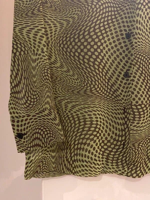 Bershka Bershka Zara Floaty Green and Brown Pattern Chiffon Shirt Blouse XS