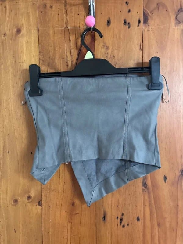 Bershka Bershka faux leather zip detail bandeau top