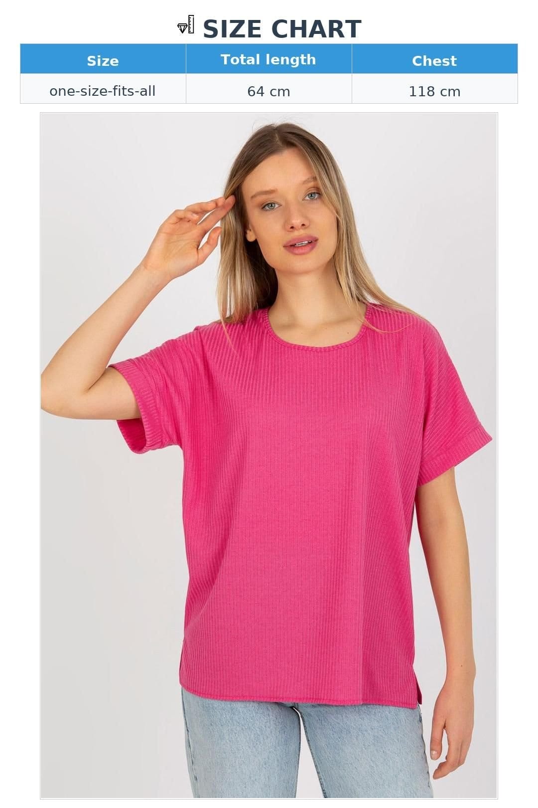 Love Lace Love Lace Women's Ribbed Short Sleeve Round Neck Blouse in Pink - 4
