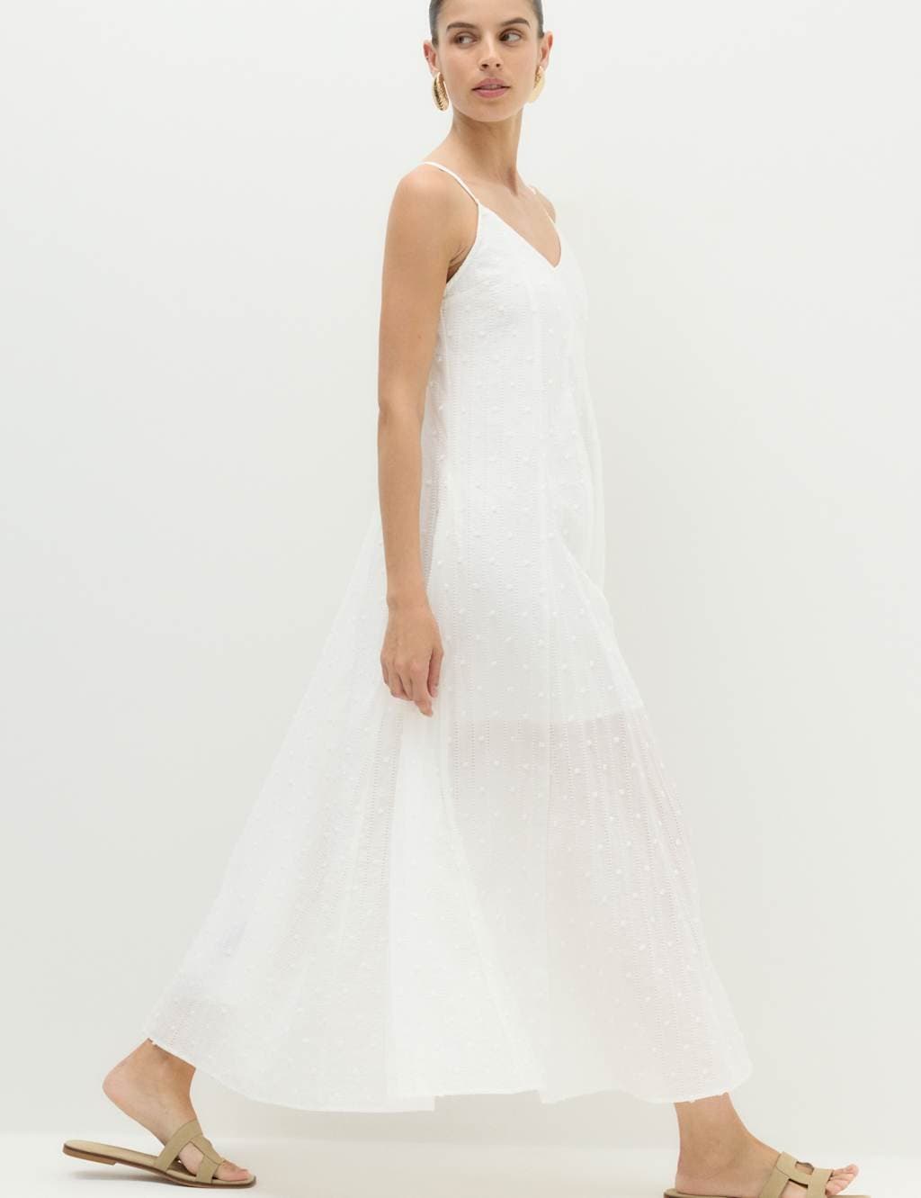 Marks & Spencer M&S Textured Dobby Maxi Beach Dress Soft White