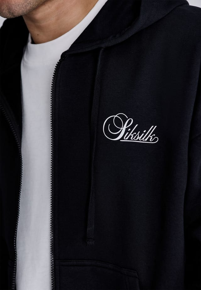 SikSilk SikSilk Men's Essentials Full Zip Hoodie in Black - 2