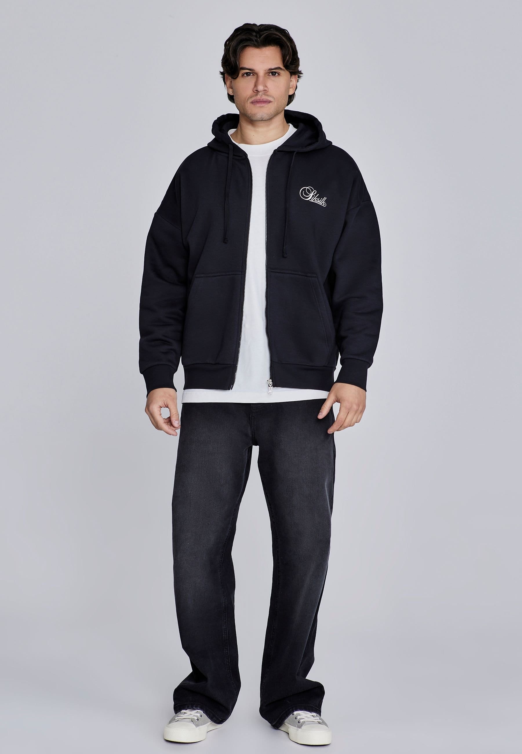 SikSilk SikSilk Men's Essentials Full Zip Hoodie in Black - 4