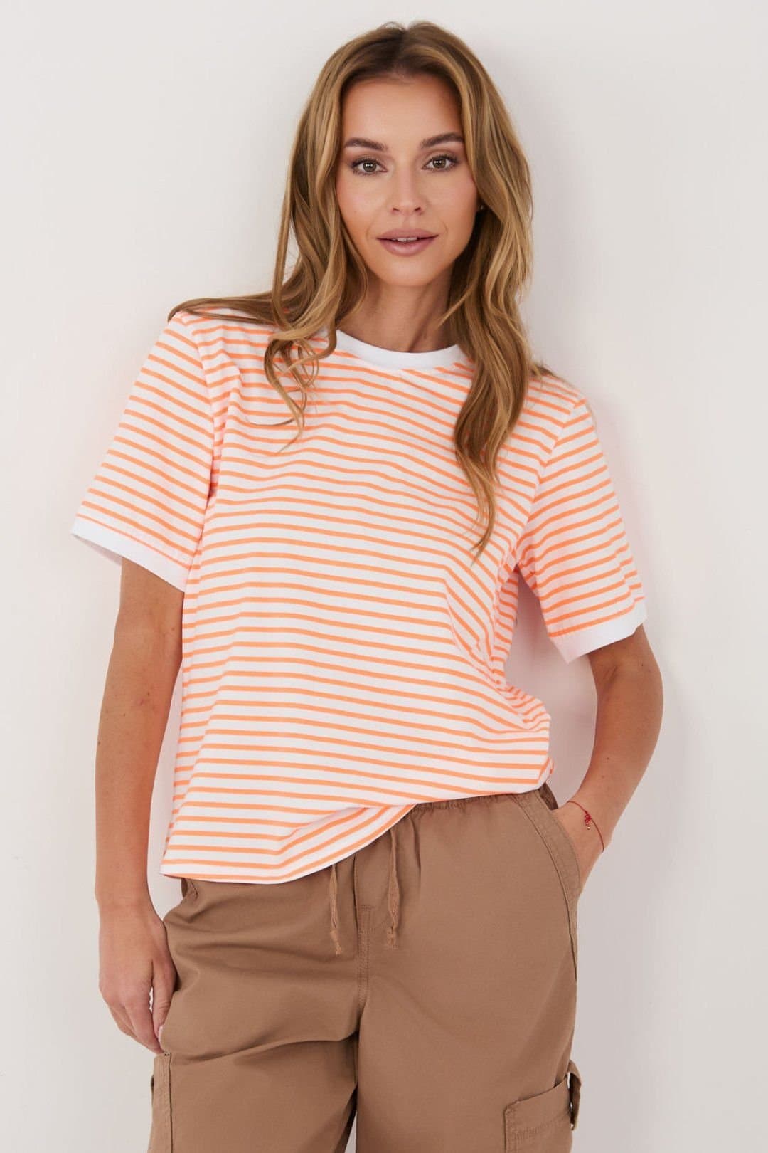 Love Lace Love Lace Women's Striped Cotton T-Shirt in White