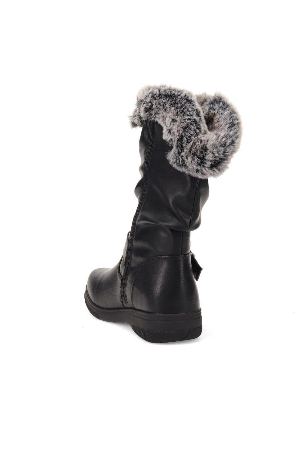Easyfit Easyfit Women's Faux-Fur Cuff Long Boots in Black - 3