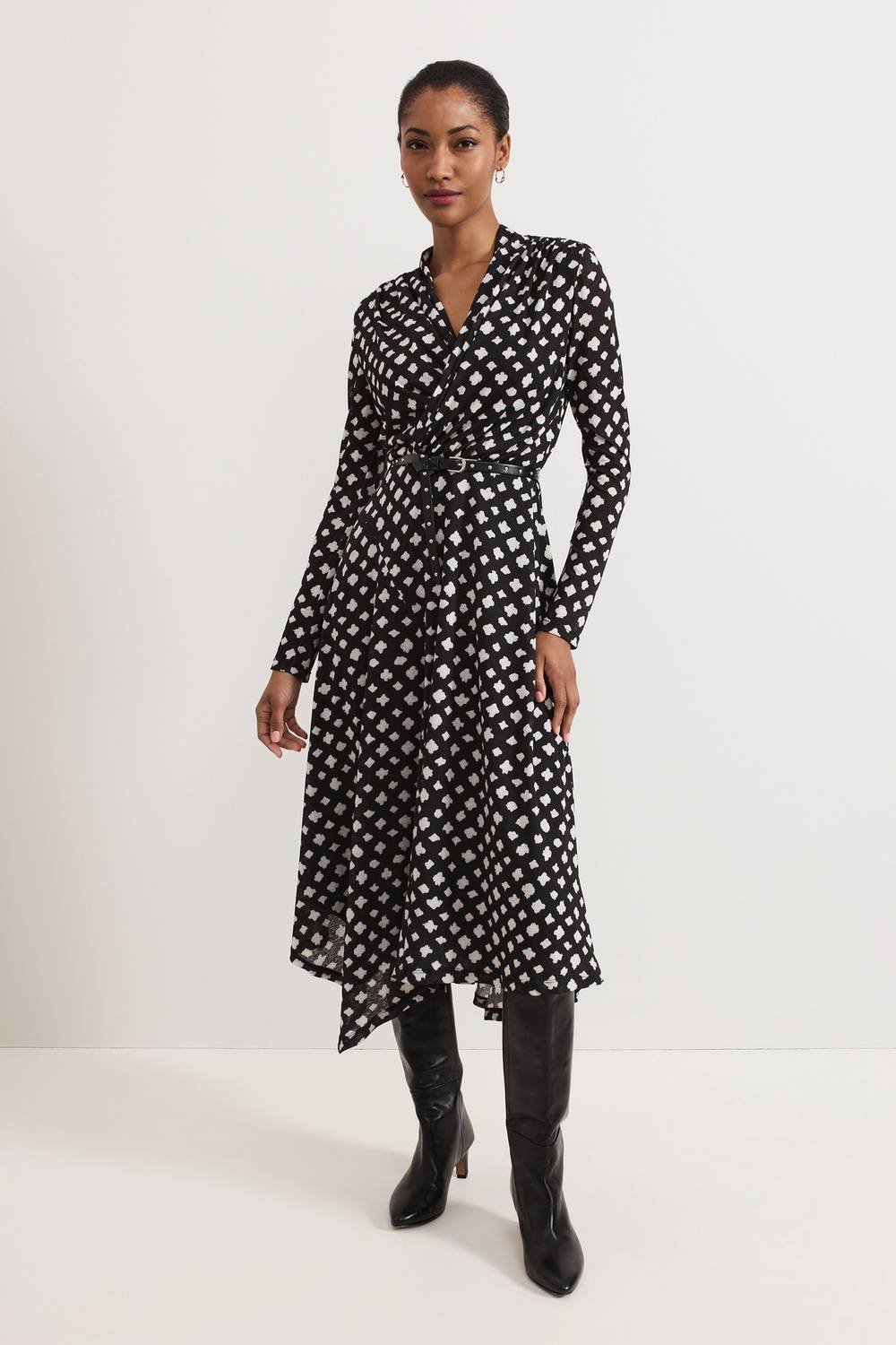 Phase Eight Phase Eight Women's Caitlin Asymmetric Wrap Midi Dress in Black - 4