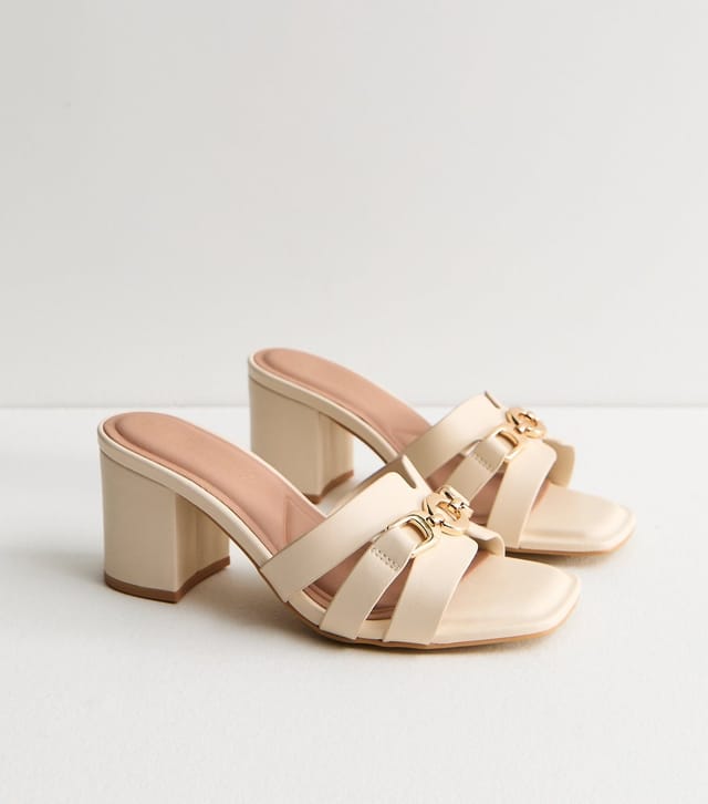 New Look Women's Extra Wide Fit Off White Block Heel Mules New Look - 2
