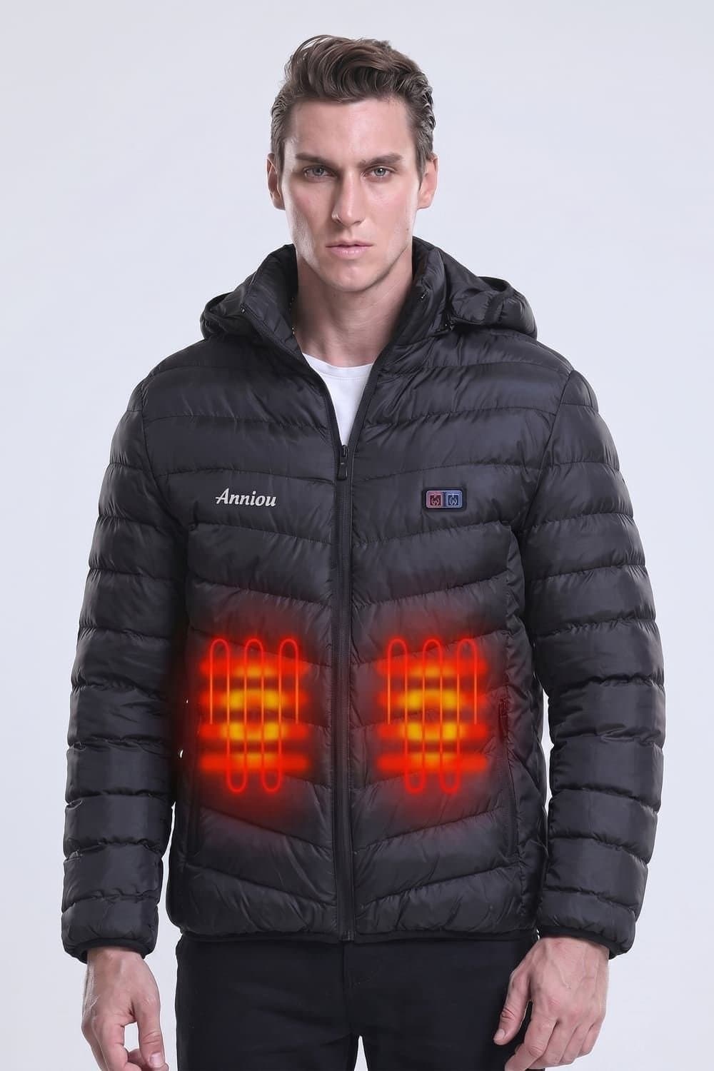 Anniou Anniou Men's Men's Heated Jacket in Black