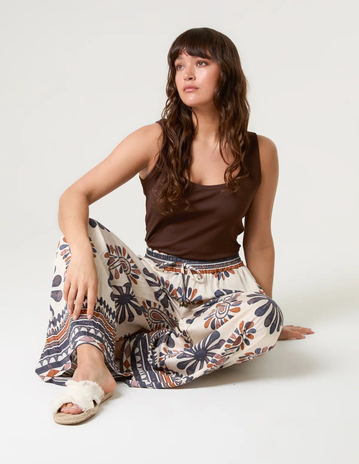 Blue Vanilla Print Wide-Leg Trousers