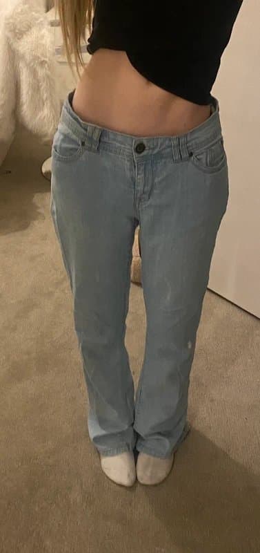 F&F Old F&F light wash straight/flared low rise jeans