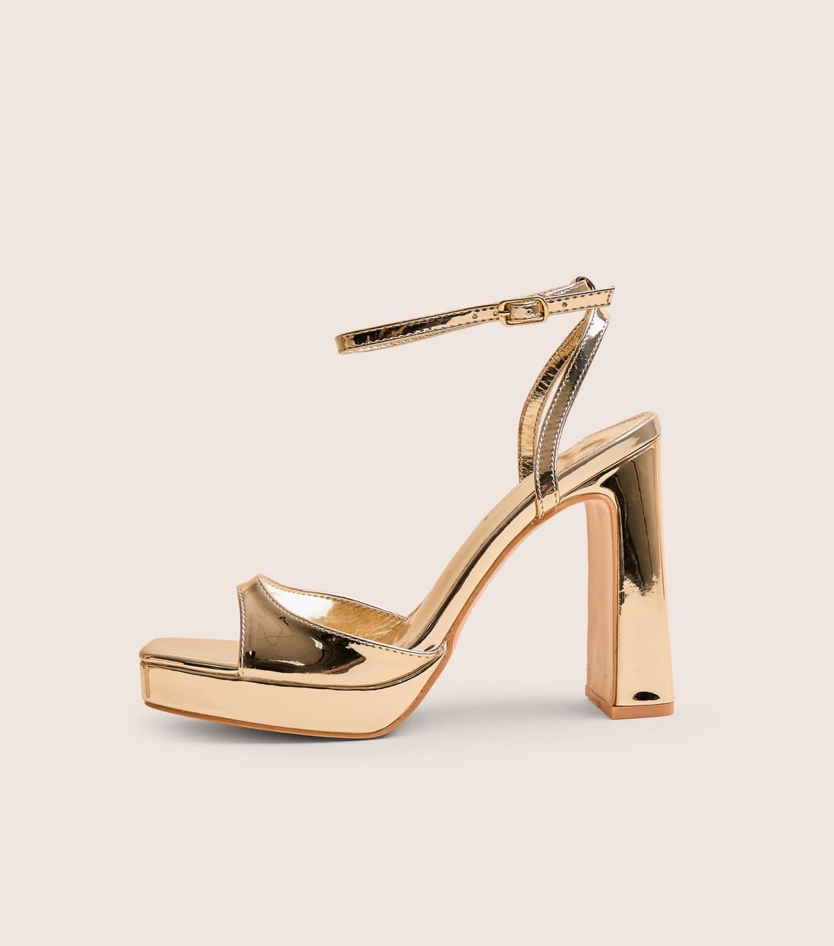 Public Desire Public Desire Gold Resist Peep Toe Platform Sandals