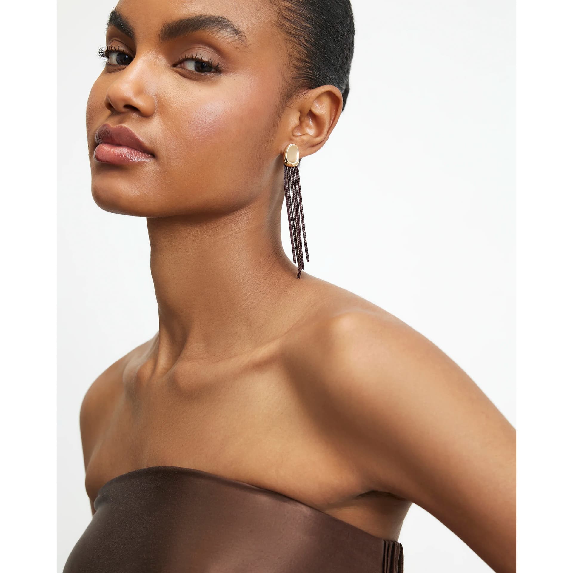River Island River Island Womens Gold Tassel Chain Drop Earrings
