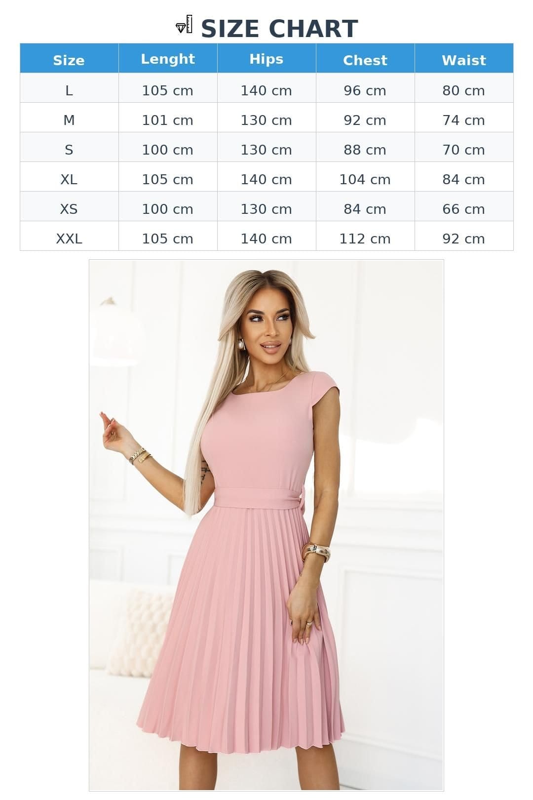 Love Lace Love Lace Women's Pleated Midi Dress with Bow Belt & Sleeves in Pink - 4