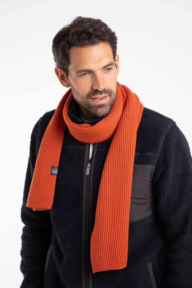 Weird Fish Weird Fish Men's Stornoway Ribbed Scarf in Orange - 3