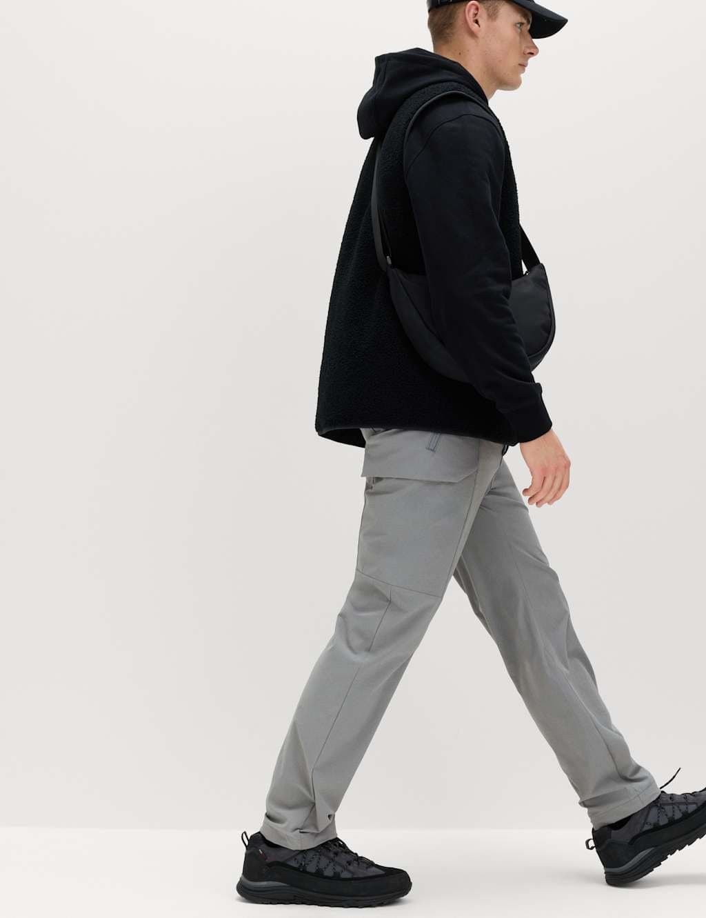 Marks & Spencer M&S Straight Fit Technical Cargo Trousers Ash Grey