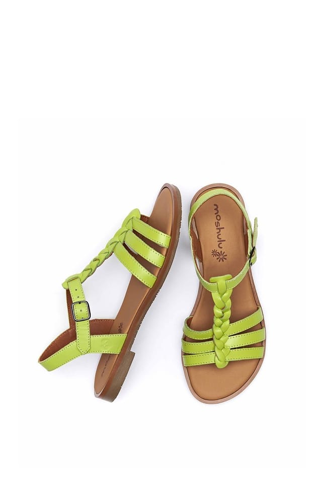 Moshulu Moshulu Women's 'Wasabi' Strappy Leather T-bar Sandals in Lime - 2