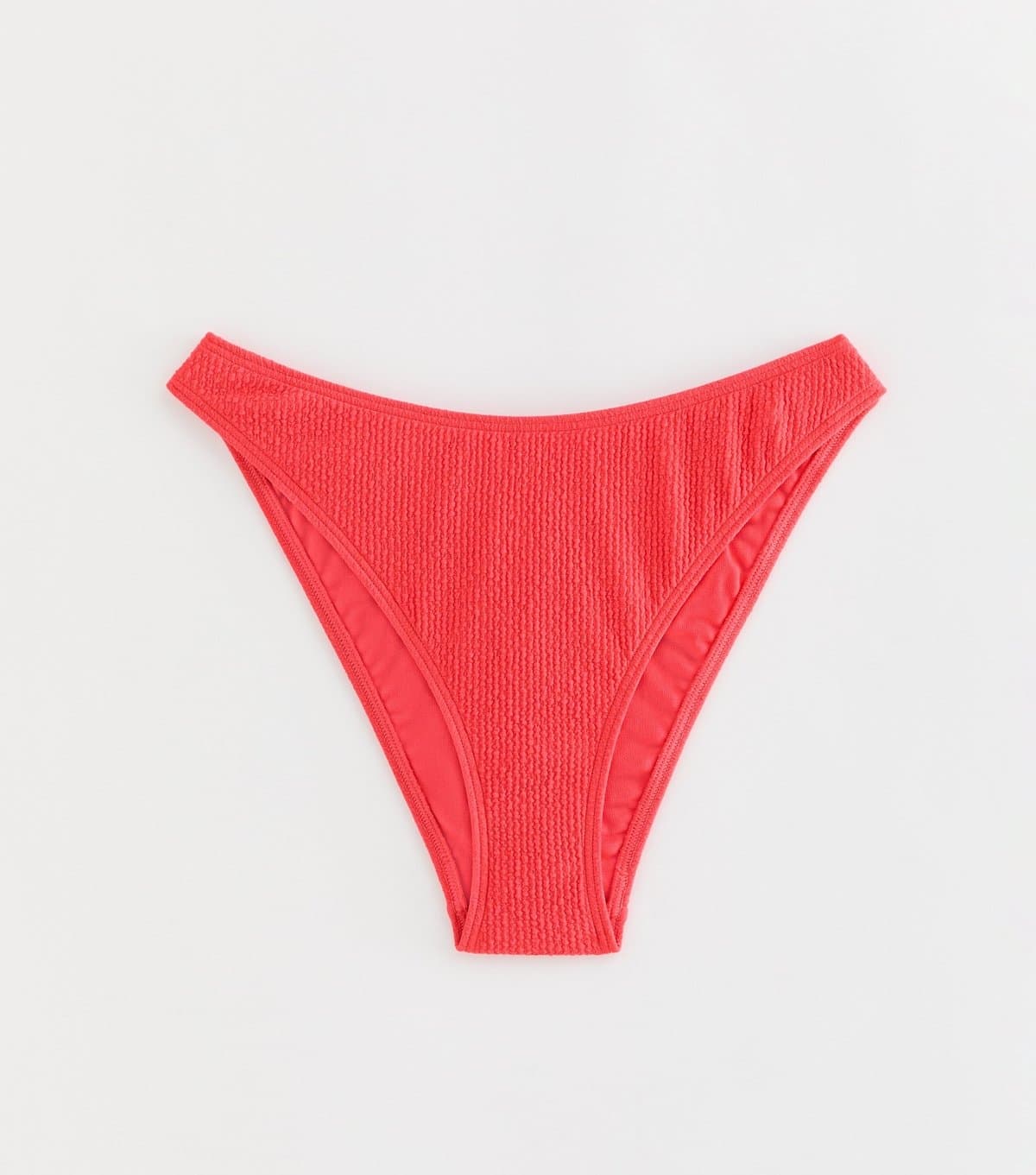 New Look Women's Coral Crinkle High Leg Hipster Bikini Bottoms New Look