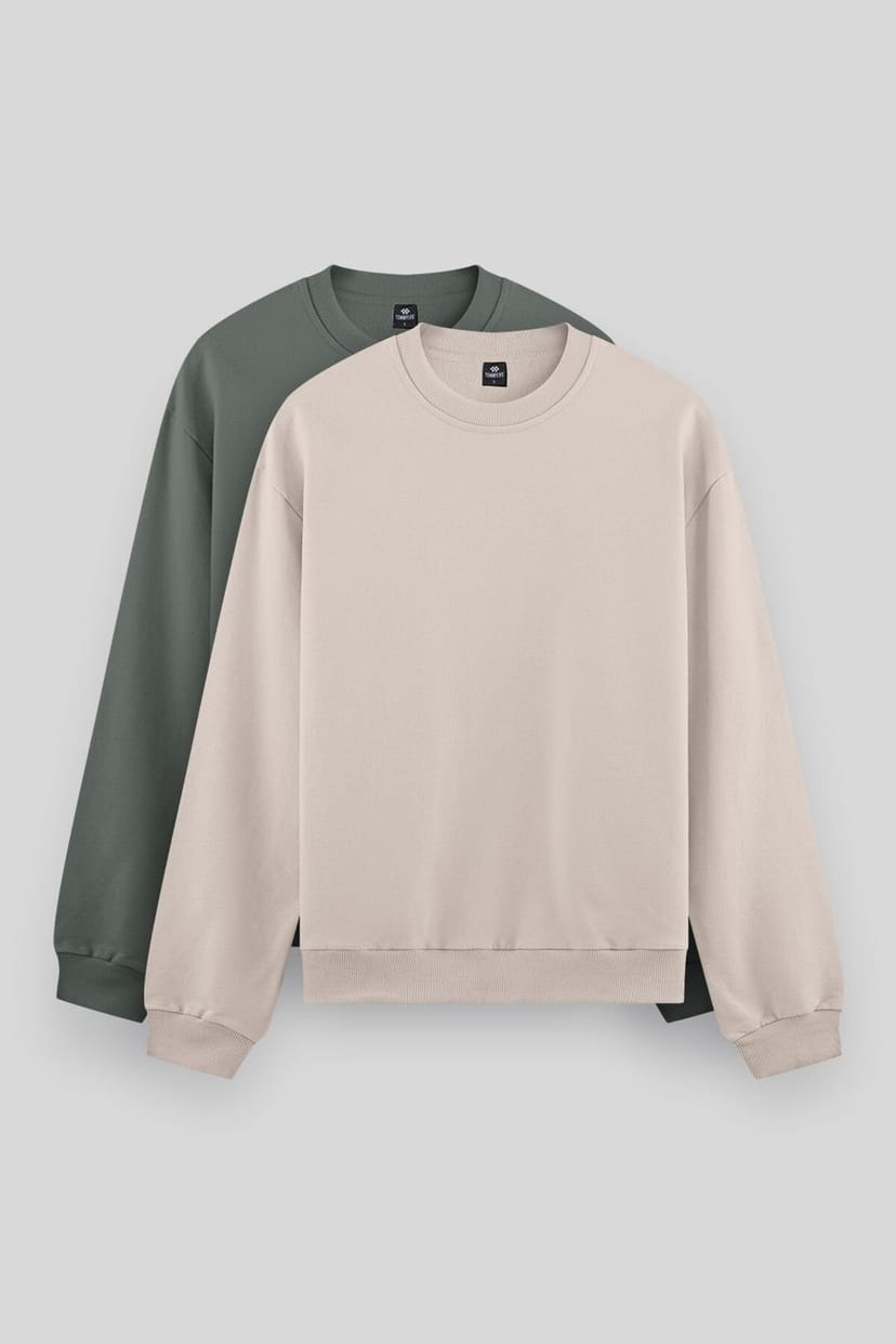 Tommy Life Tommy Life Men's Plain Crew Neck Sweatshirt in Green - 1