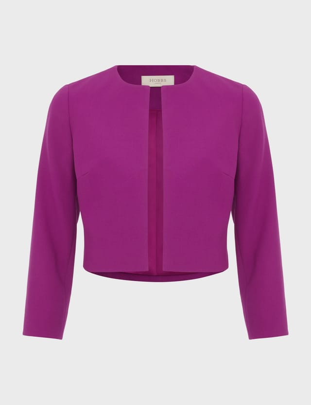Hobbs London Hobbs London Women's Elize Textured Cropped Crepe Jacket in Magenta - 2