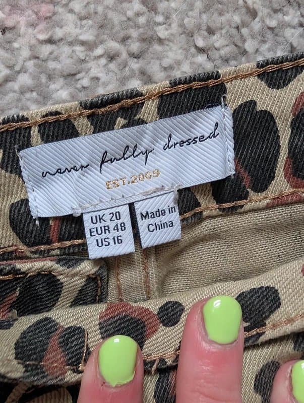 Never Fully Dressed Never Fully Dressed Leopard Print Scallop Detail Jeans UK 20