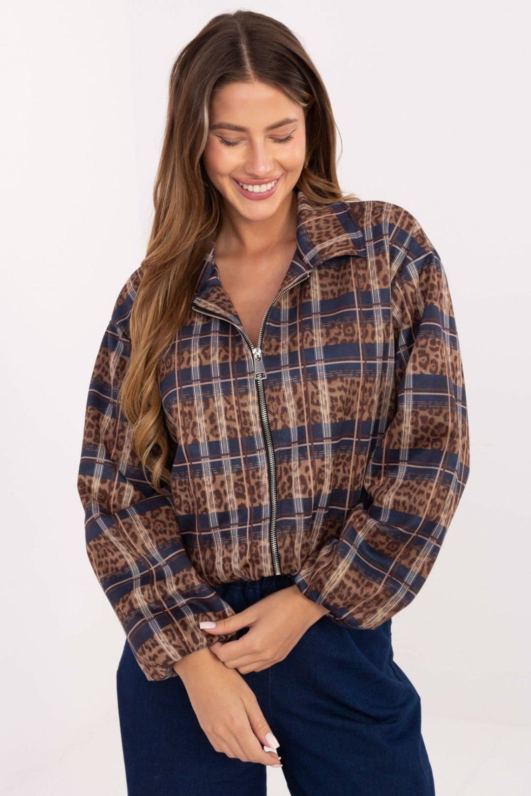 Love Lace Love Lace Women's Animal Checkered Print Polyester Jacket