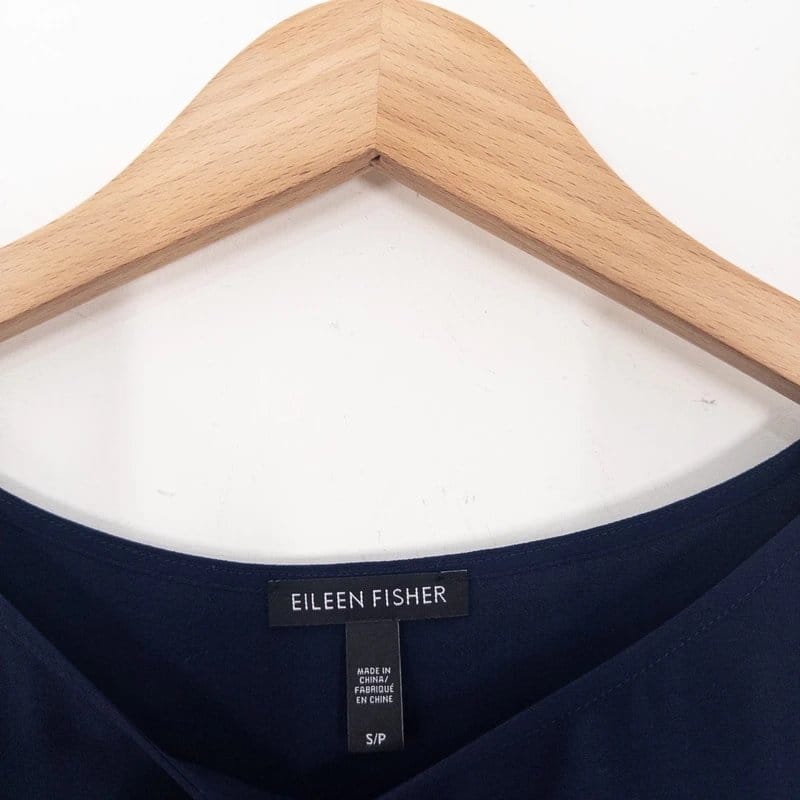 Eileen Fisher Eileen Fisher Silk Georgette Crepe Long Shell Top Size S 10 12 Ink Navy Vest - 1