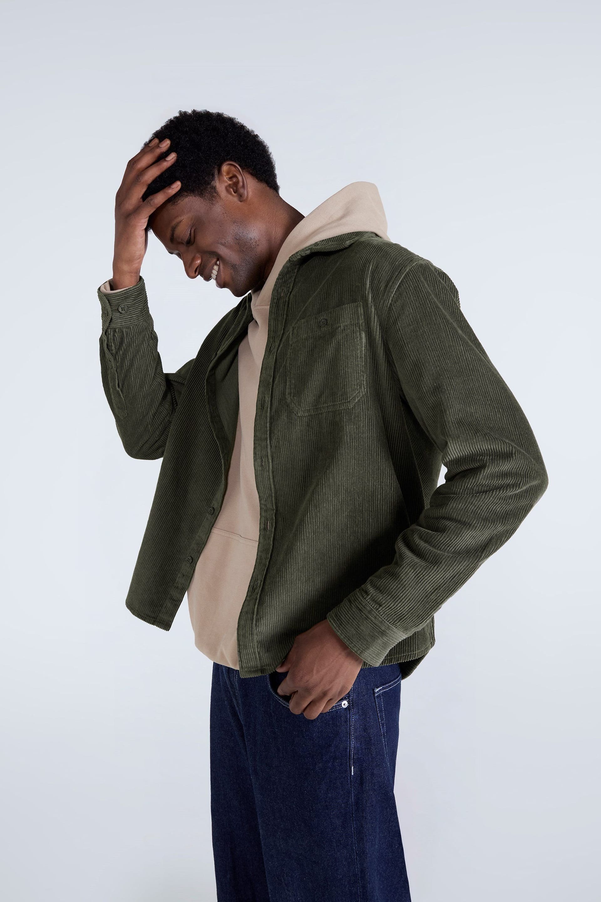 Animal Animal Men's 'Lewis' Comfortable Casual 100% Cotton Collared Button Down Cord Shirt in Khaki - 4