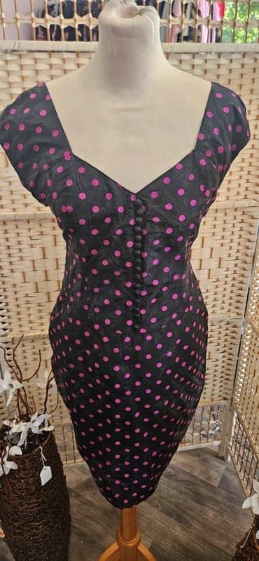 Beatrice Hympendahl Rare Vintage Beatrice Hympendahl Polka Dot Wiggle Dress – Approx. UK 8